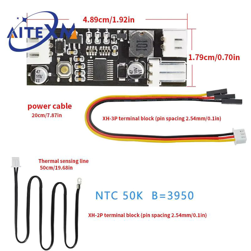 YANXD PWM Lüfter Temperatur Control Speed Controller Modul für Computer Chassis, 12V 0,8A DC, Schwarz - Bild 3