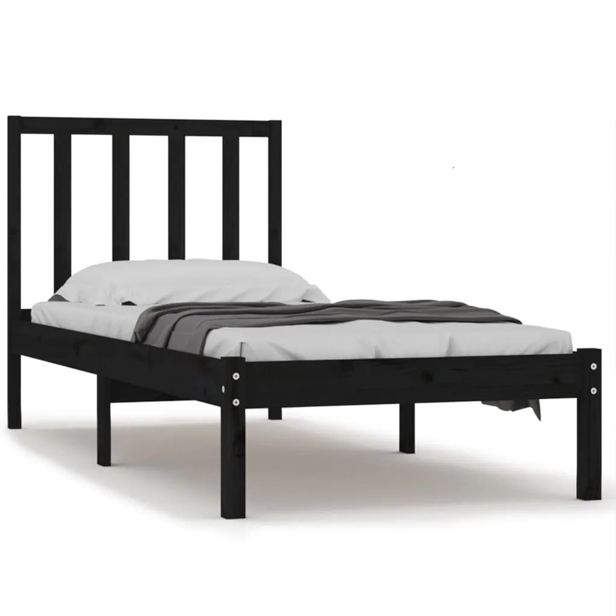 vidaXL Massivholzbett aus Kiefer in Schwarz, B/T/H: 75 x 190 x 81 cm - Bild 2