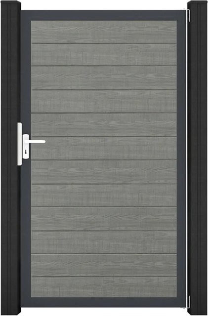 GroJa Tor Basicline 1-flg. Schmal Grey Ash Cut DB703 B: 100 cm, H: 180 cm - Bild 1