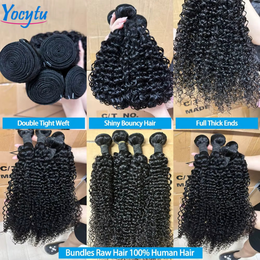 YOCYTU Kinky Curly Bundles, 24 Zoll, Brasilianisches Echthaar, Lockig, Unisex - Bild 4