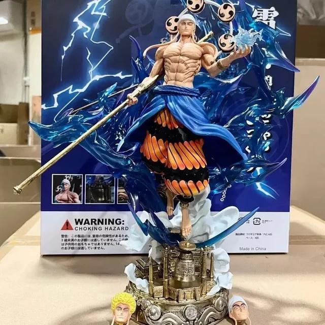 Bandai Anime One Piece Enel Donnergott Leuchtende Doppelkopf-Skulptur Actionfigur Statue als Desktop-Dekoration und Geschenk für Kinder - Bild 1