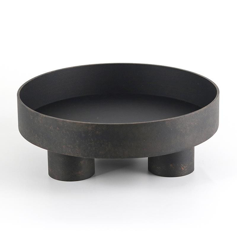 Nordische runde Metall-Fruchtschale mit Dreibein als Dekoration für Wohnzimmer und Esszimmer, Durchmesser: 35 cm, Höhe: 13 cm - Bild 3