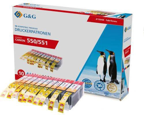 G&G Tintenpatronen Set kompatibel mit Canon CLI-551 XL, 5er-Pack in Schwarz, Cyan, Magenta und Gelb - Bild 1