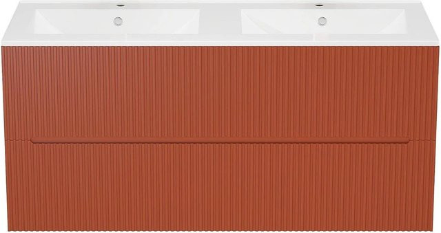 Pavani Doppelwaschtisch in Terracotta und Weiß, zeitgenössischer Stil, B/T/H: 120 x 45,5 x 55 cm - Bild 1