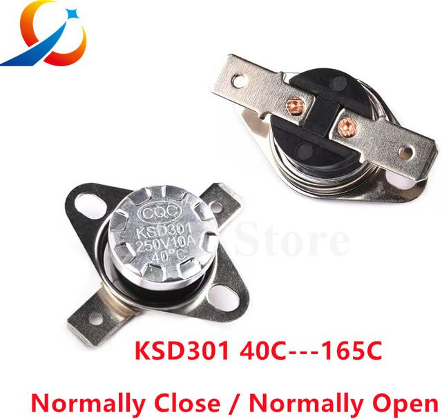 2 Stück HKWDZ Bimetall-Thermostat KSD301 Temperaturschalter mit manuellem Reset, 10A, Farbe: Silber - Bild 1