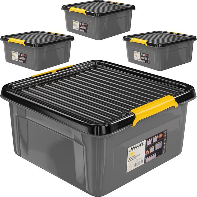 MONZANA Aufbewahrungsbox 4er-Set in Grau/Anthrazit, stapelbar, B/T/H: 39 x 39 x 16 cm - Bild 1