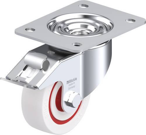 Blickle Lenkrolle LK-POW 100KF-3-FI mit Feststeller, Rad-Durchmesser: 100 mm, Tragfähigkeit: 200 kg - Bild 1