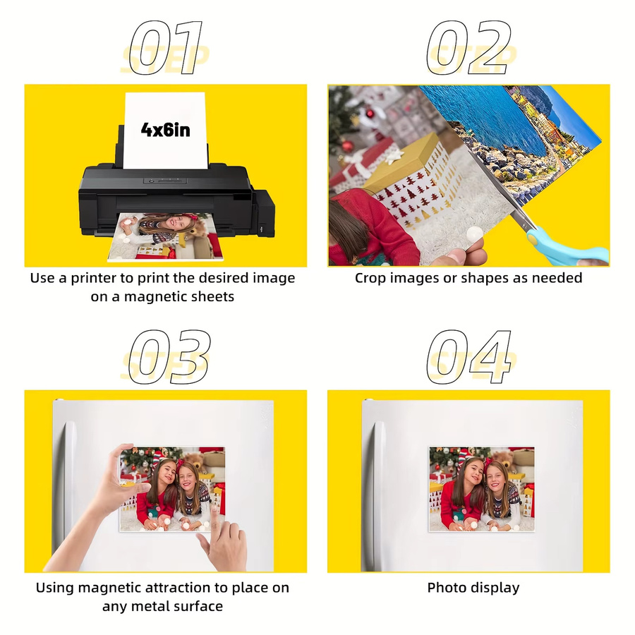 ESHANG Bedruckbare Foto-Magnetfolien 4R, 10 Stück, Matte Magnetfolien für Kühlschrank-Fotos, B: 10 cm, H: 15 cm - Bild 1