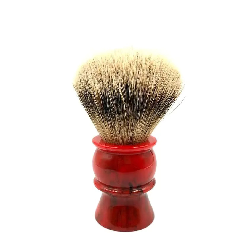Yaqi Rasierpinsel Silvertip Badger Hair, roter Harzgriff, Herren - Bild 2