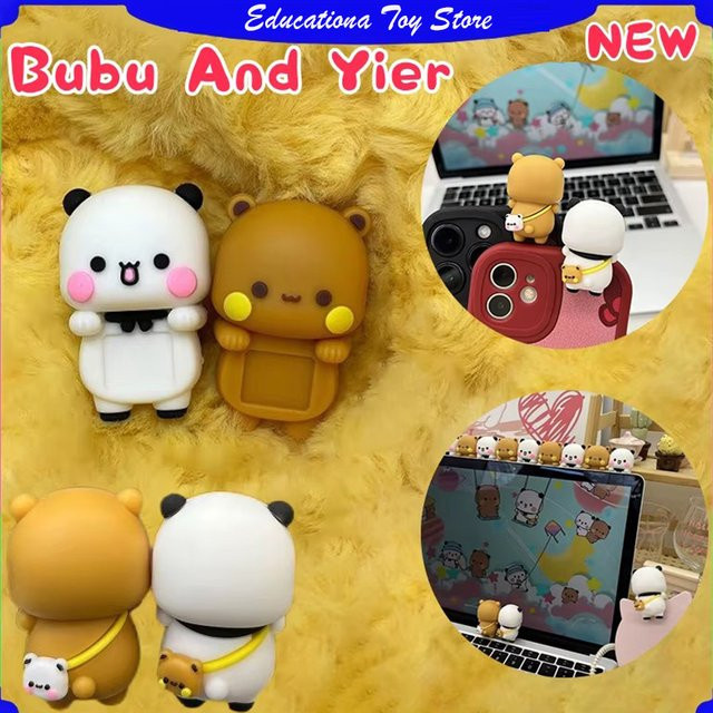 Bandai Panda Bubu und Dudu Set aus 2 niedlichen Cartoon-Bär-Spielzeugpuppen als dekoratives Paar-Geschenk - Bild 1