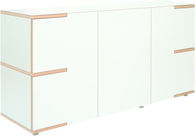 Tojo Stau Schrank Low in Weiß aus MDF für Wohnzimmer, Esszimmer oder Home Office - Bild 1