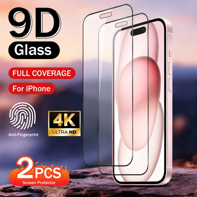 NNBILI 2er-Pack Seidenbildschirmfolie mit schwarzem Rand als hochauflösender Displayschutz für iPhone 17 16 15 14 13 12 11 Pro Max in Schwarz und Transparent - Bild 1