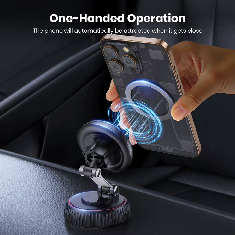 TOPK Magnetischer Autotelefonhalter für MagSafe mit 360 Grad Rotation und Vakuumadsorption, Schwarz - Bild 4