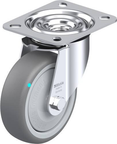Blickle Lenkrolle LE-TPA 102KFD in Silber und Grau mit Schraubbefestigung, Rad-Durchmesser: 100 mm, Tragfähigkeit: 110 kg - Bild 1