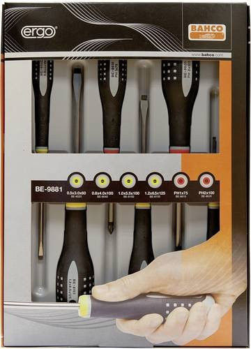 Bahco Ergo Werkstatt Schraubendreher-Set 6-teilig mit Schlitz und Kreuzschlitz Pozidriv in Multicolor - Bild 1
