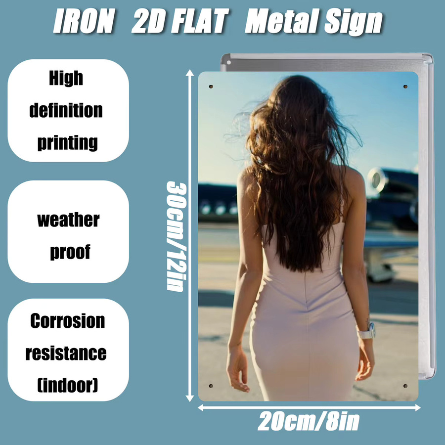Retro-Metallblechschild HELLOYOUNG mit Frauensilhouette als Wanddekoration, B: 20,3 cm, H: 30,5 cm, Mehrfarbig - Bild 2