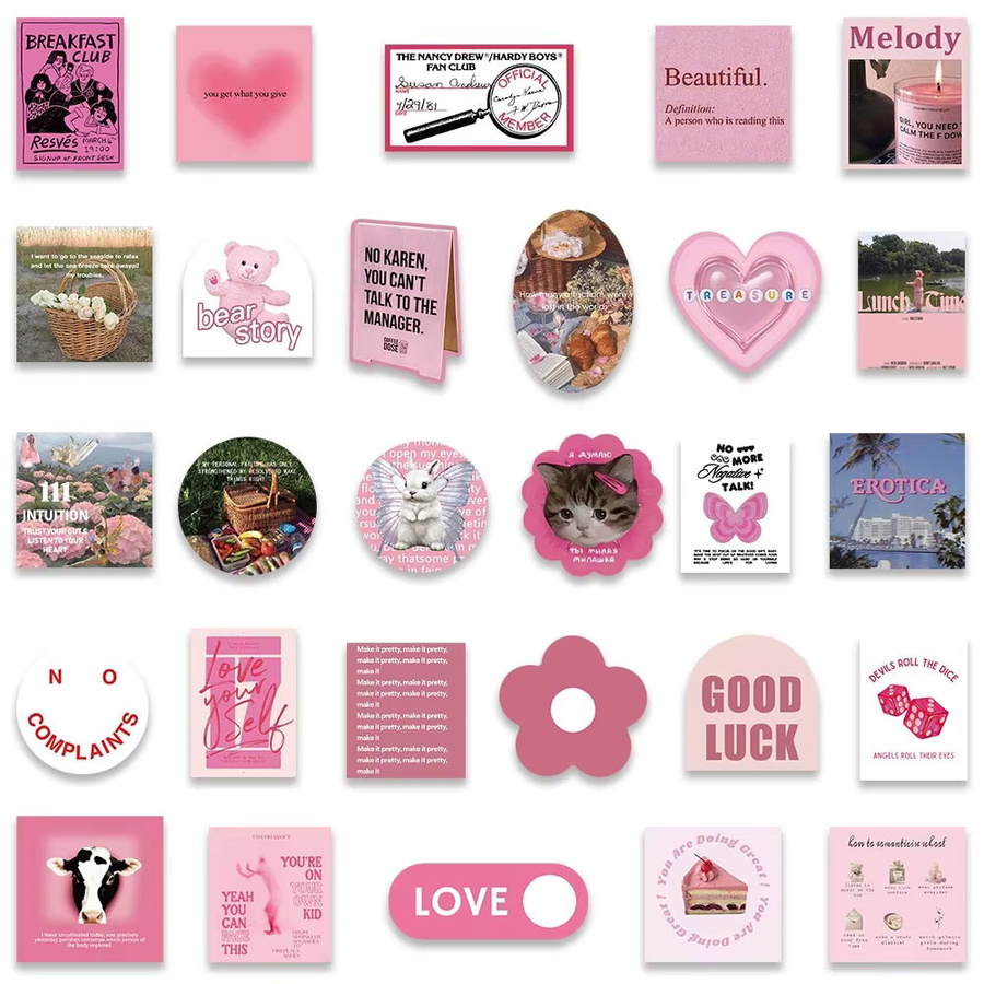 56 Stück Cartoon-Blumenmädchen Graffiti Aufkleber in Rosa für Laptop, Handyhülle und Notizbuch von Golden Memory Stickers Store - Bild 2