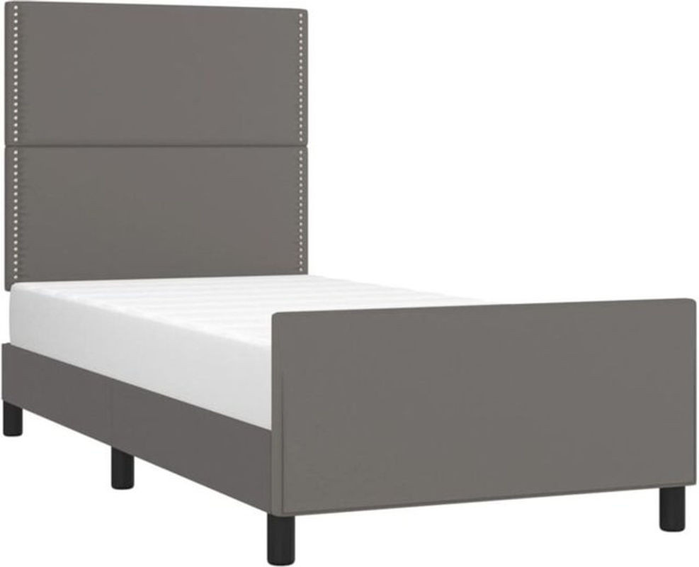 vidaxl Polsterbett mit Kopfteil aus Kunstleder und Massivholz in Grau, B/T/H: 200 x 100 x 103 cm - Bild 1