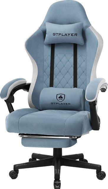 GTPLAYER Gaming Chair Ergonomischer Gaming Sessel aus Stoff in Schwarz mit Federsitzkissen und Verbindungsarmlehnen - Bild 1