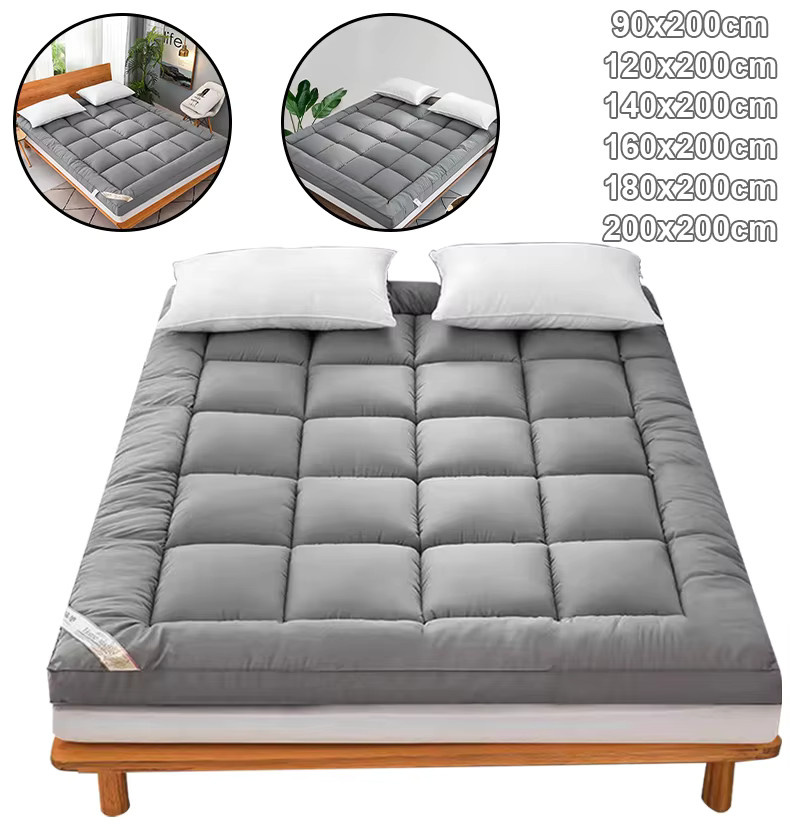 Verdickte Matratze für Tatami und Schlafsaal, Herbst-Winter-Matratzenrolle, B/T: 90 x 200 cm, Farben: Weiß und Grau - Bild 2