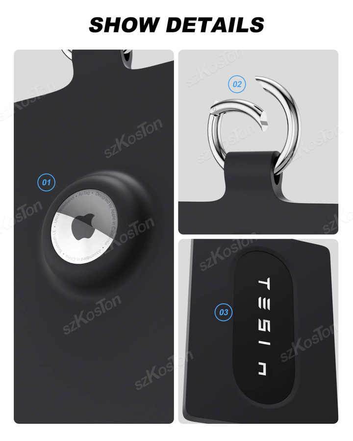 SZKOSTON Silikon Kartenhalterhülle für AirTag und Tesla Key Card in Pink und Black, kompatibel mit Tesla Model 3, Y, S und X - Bild 4