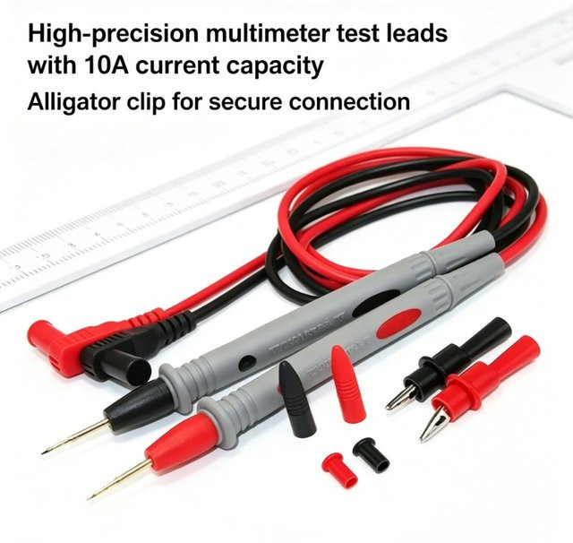 Vergoldete 10A Multimeter-Messleitungen mit Krokodilklemmen in Gold für universelle elektrische Prüfarbeiten - Bild 1