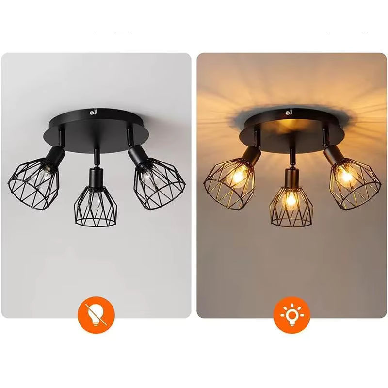L-MANG Deckenleuchte im Industriestil in Schwarz mit 3 Leuchten für Wohnzimmer, Flur und Schlafzimmer - Bild 6
