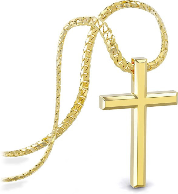 SERASAR Halskette mit Kreuz Anhänger, Gold, Herren - Bild 1