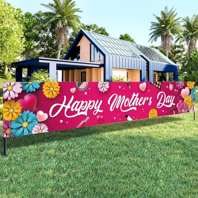 VIKAMA Muttertags-Partybanner mit floralem Design für die Dekoration von Feiern im Innen- und Außenbereich - Bild 1