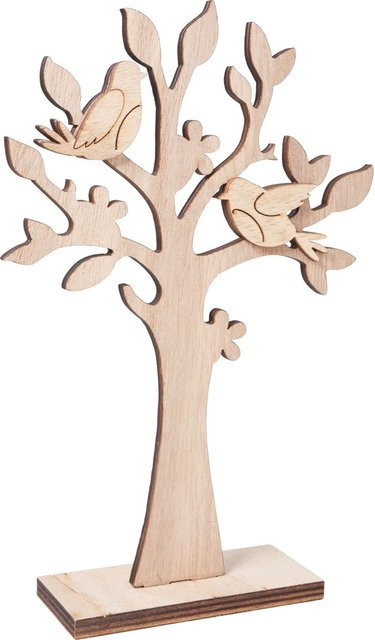 VBS Holzsteckmotiv Baum und Vögel aus Sperrholz in Beige - Bild 1