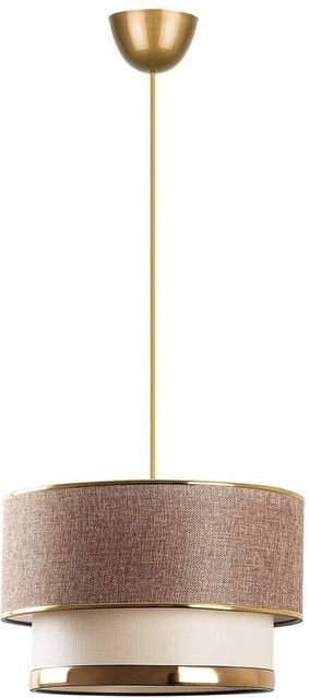 Opviq Pendelleuchte Cake in Gold und Beige aus Metall und Baumwolle, B/T/H: 30 x 30 x 65 cm, E27, 3 Fassungen - Bild 1