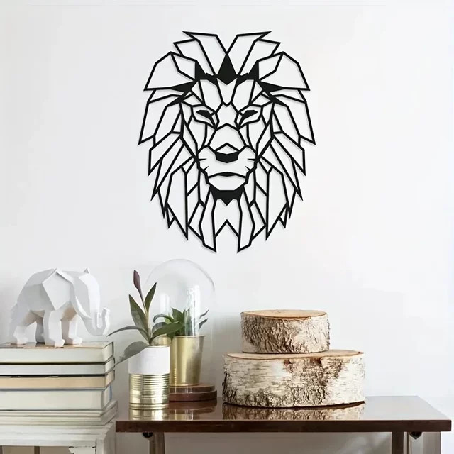 DDPNKL Metall-Löwen-Wanddekoration in Schwarz als moderne Tier-Wandskulptur - Bild 1