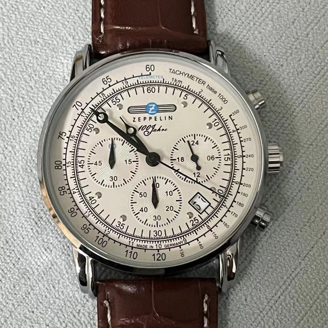 Zeppelin Armbanduhr, Quarz, Edelstahl, Leder, Silber, Herren - Bild 1