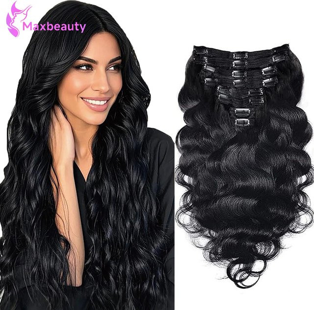 mayfive Clip-in-Haarverlängerungen, brasilianische Körperwelle, 120 g, 8 Stück - Bild 1