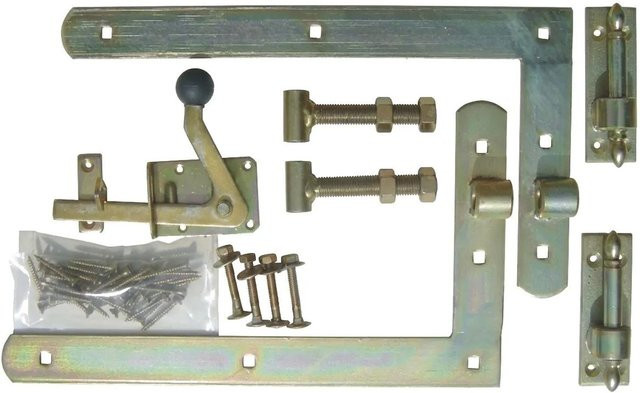 GartenLand Torbeschlag für Einzeltor Gerade, verzinkter Stahl, Silber - Bild 1