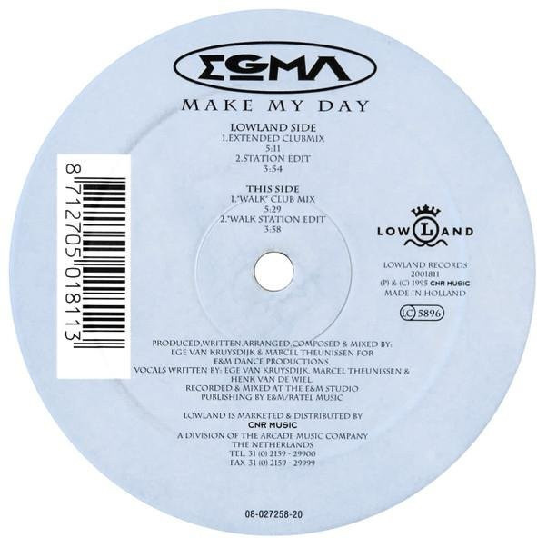 Egma - Make My Day 12-Zoll Vinyl LP von Lowland Records, Dance & Electronica, 1995, White - Bild 1