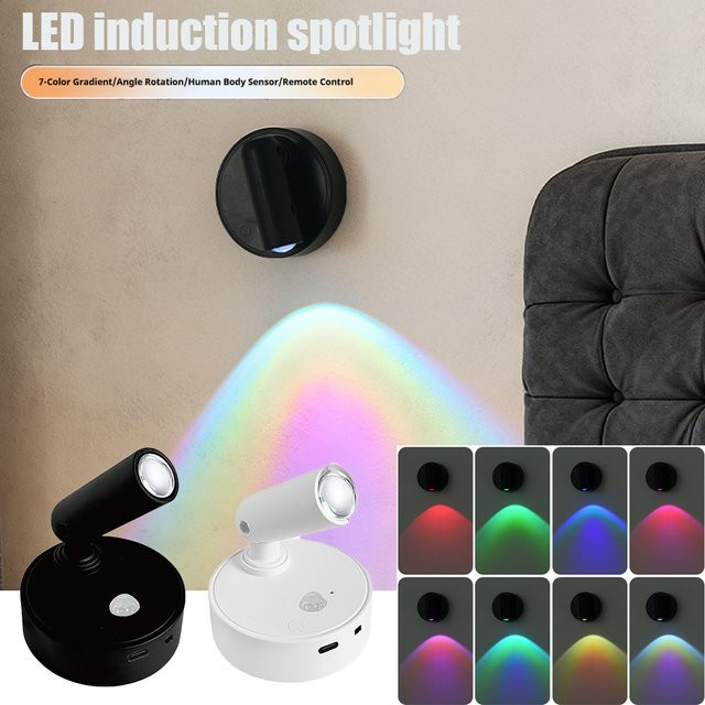 Szaoju LED Wandleuchte mit Bewegungssensor und Touch-Schalter, magnetisch, dimmbar, USB aufladbar, Schwarz - Bild 1
