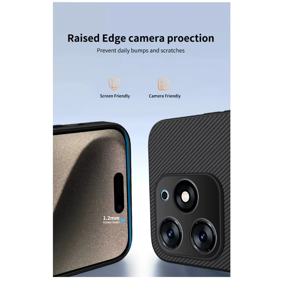 Premium Carbonfaser-Hülle für Xiaomi Redmi 15 14 Pro Plus 4G 5G mit magnetischer kabelloser Ladefunktion und stoßfestem Schutz in Schwarz oder Grau - Bild 5