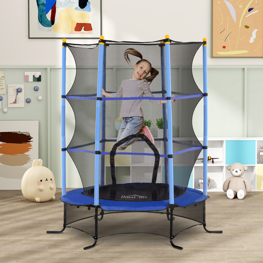 HOMCOM Kindertrampolin mit Sicherheitsnetz und Randabdeckung, Blau - Bild 2