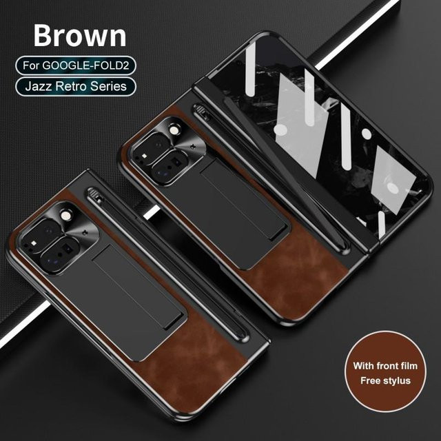 Magnetische Klapphülle mit integriertem Ständer für Google Pixel 9 Pro Fold und Google Pixel 10 in Braun - Bild 1