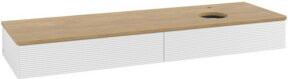 V&B Waschtischunterschrank Antao mit Frontstruktur und Beleuchtung, Farbe: Weiß und Eiche Honig, B/T: 160 x 50 cm - Bild 1