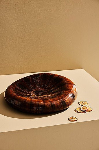 Otis Schale Pastill in Braun aus Keramik und Holz, Durchmesser: 46 cm - Bild 1