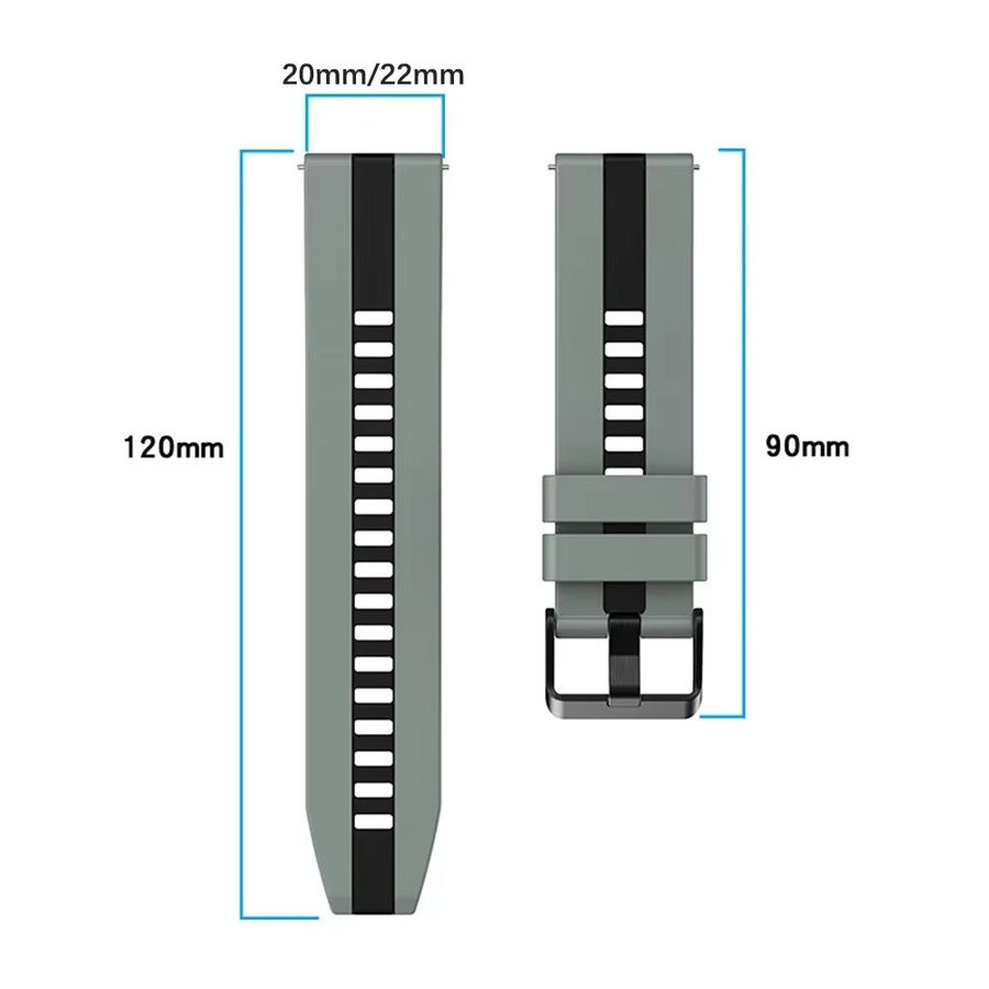Armband Silikon, 20 mm, 22 mm, Schwarz - Bild 5