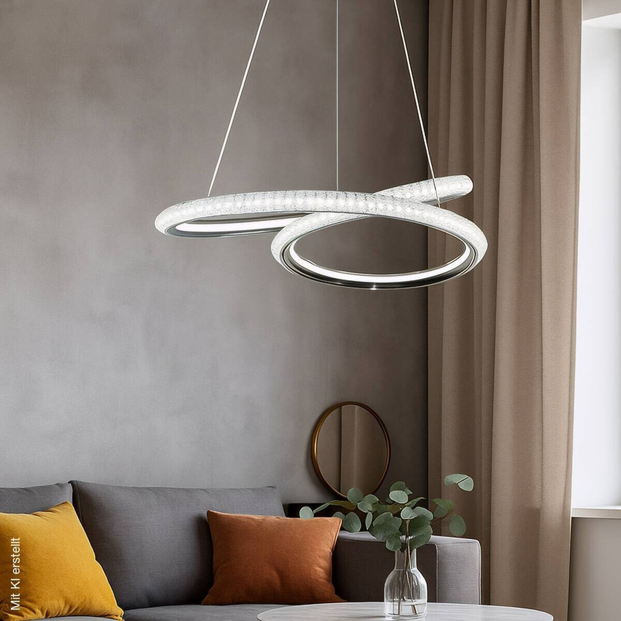 LED-Pendelleuchte POCOline Giorgia in Chrom, modernes Design aus Metall und Acryl, Höhe: 120 cm, Durchmesser: 45 cm - Bild 2