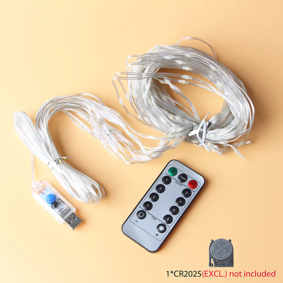 KIKIELF LED Vorhang Lichterkette Warmweiß mit Fernbedienung USB Powered für Hochzeit, Weihnachten und Garten - Bild 3