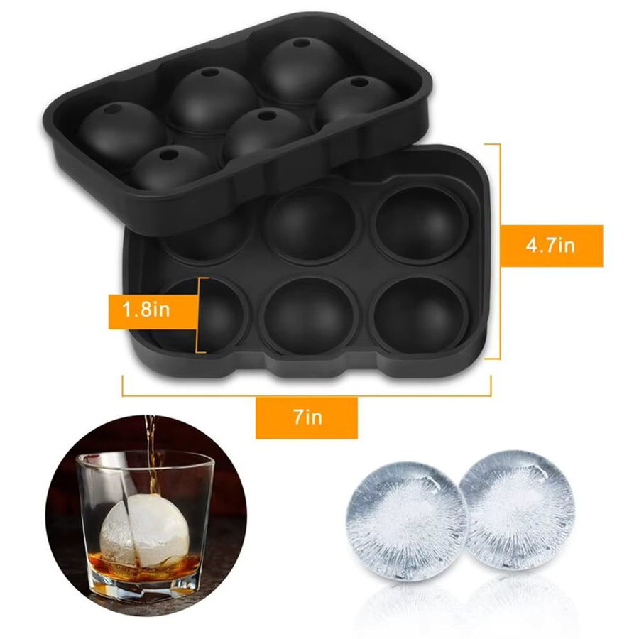 FEB.WIND Eiswürfelformen aus Silikon in Kugelform mit Deckel, Schwarz, BPA-frei - Bild 6