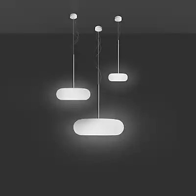 Artemide Itka Pendelleuchte in Weiß mit Glaskuppel, Durchmesser: 20 cm - Bild 1