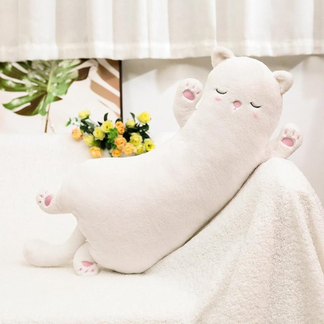BC Pet Supplies Schläfrige Katze Plüschtier, weiß, 65cm - Bild 1