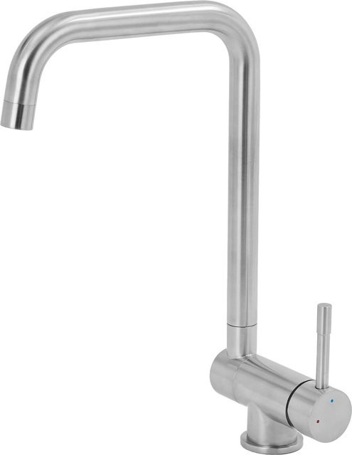 HiMISS Küchenarmatur aus Edelstahl SUS304 in Silber, 360 Grad schwenkbarer Auslauf, gebürsteter Edelstahl, Höhe: 35,0 cm, Breite: 25,0 cm, Tiefe: 19,8 cm - Bild 1