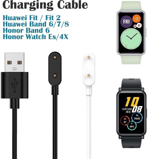 USB-Ladegerät für Huawei Band 6 7 8 6 Pro und Fit 2 Fit Mini sowie Honor Band 9 10 und Watch ES, Ladekabel in Schwarz - Bild 1